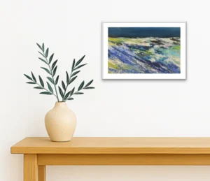 Blue in Motion painting, blue abstract ocean painting, ocean abstract artwork, blue abstract wall art, ocean inspired abstract painting, blue modern art painting, abstract seascape painting, blue contemporary wall art